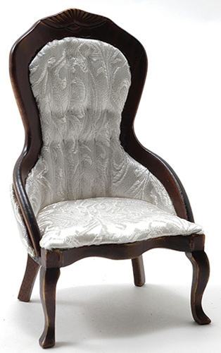 Victorian Lady's Chair, Walnut, White Brocade
